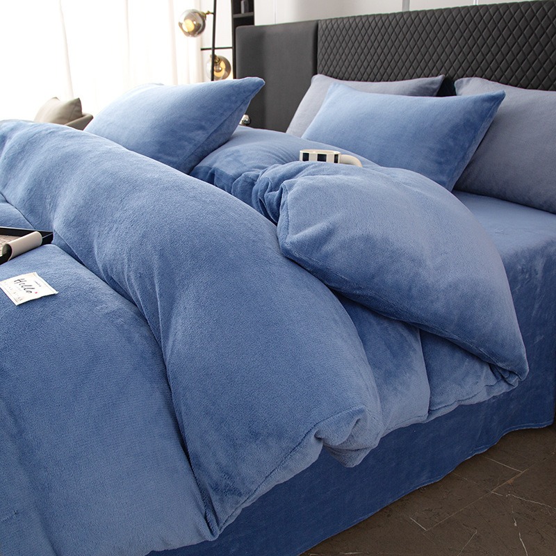 Linen Duvet Cover - Set Sprei Empat Potong Bahan Beludru