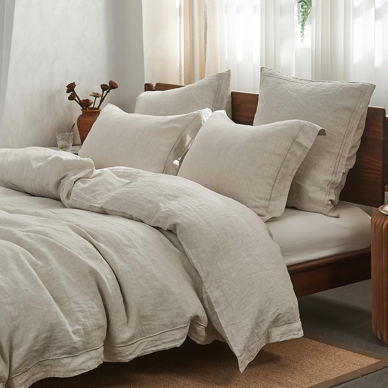 Set Sprei Linen Murni Tiga Pot - Linen Duvet Cover ulasan dan harga