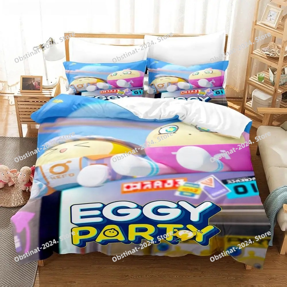Set Sprei Kasur Tema Eggy Part - Linen Duvet Cover ulasan dan harga