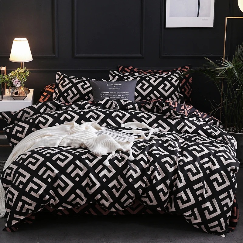 Set tempat tidur hitam mewah,  - Linen Duvet Cover ulasan dan harga